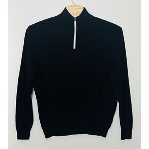 COLLARS & CO. Cotton and Cashmere Quarter Zip Sweater Men's XXL Black Luxury
